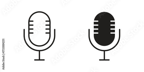 Microphone icon. flat and stroke style Collection. simple symbol