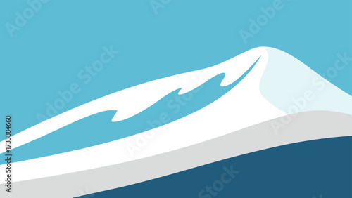 Minimalist snowcapped mountain peak under a clear blue sky