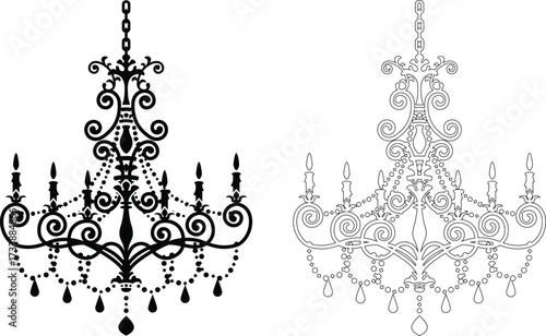 rustic wooden chandelier vector icon.Elegant decorative chandelier lighting fixture silhouette vector illustration. Chandelier icon vector outline symbol or illustration. Elegant white chandelier icon