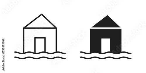 House flood icon. flat and stroke style Collection. simple symbol