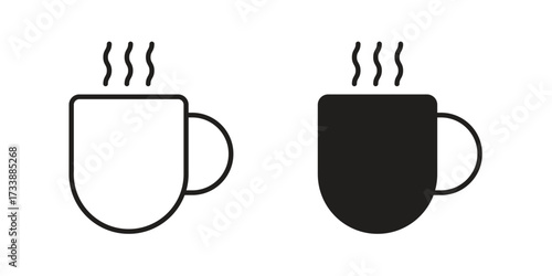 Hot coffee Mug icon. flat and stroke style Collection. simple symbol