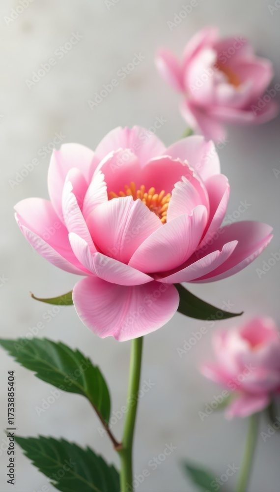 Fototapeta premium Soft pink peony petals, delicate texture, light background , petals, floral