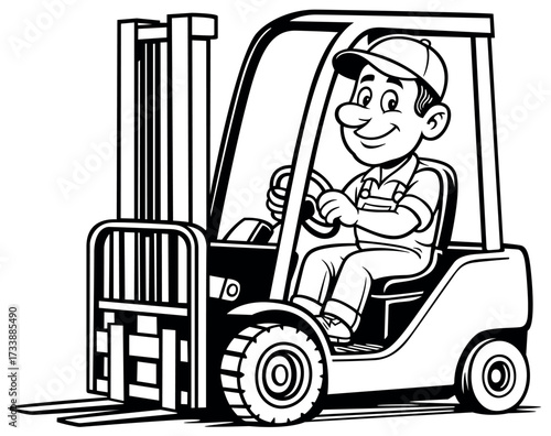 Warehouse worker on a forkl...