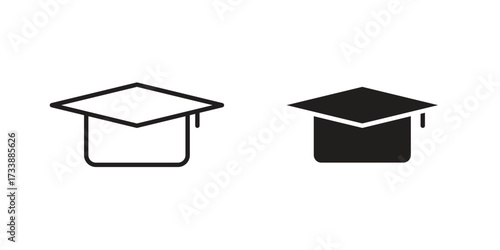 Graduation cap icon. flat and stroke style Collection. simple symbol