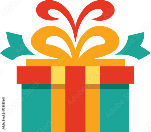 Colorful gift box with ribbon and bow