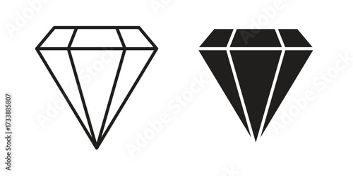 Gem icon. flat and stroke style Collection. simple symbol