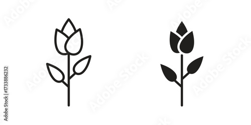 Flower tulip icon. flat and stroke style Collection. simple symbol