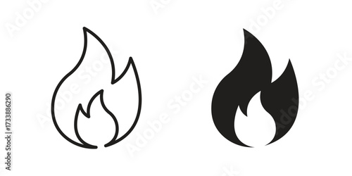 Flame icon. flat and stroke style Collection. simple symbol