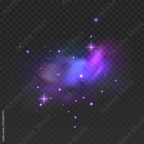 Blue fantasy universe night starry sky and Milky Way. Space dark background, light  Vector illustration