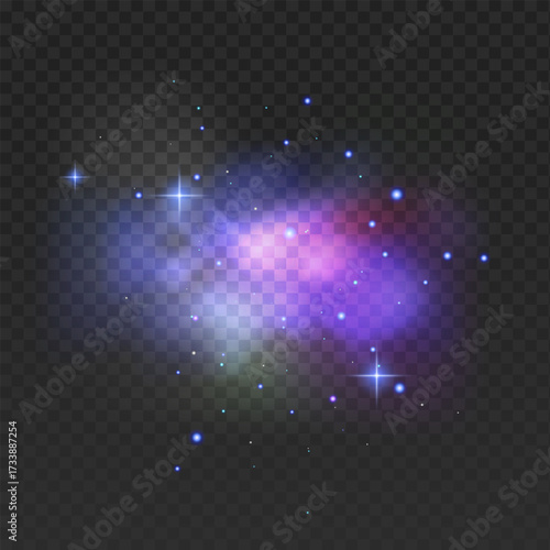 Blue fantasy universe night starry sky and Milky Way. Space dark background, light  Vector illustration