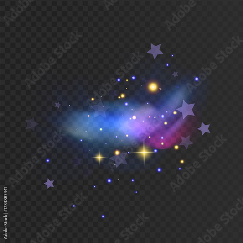 Blue fantasy universe night starry sky and Milky Way. Space dark background, light  Vector illustration