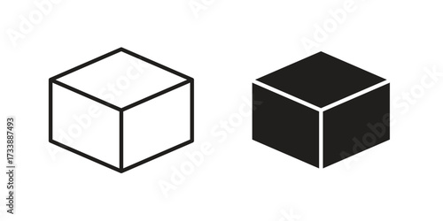 Cube icon. flat and stroke style Collection. simple symbol