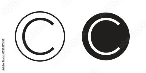 Copyright icon. flat and stroke style Collection. simple symbol