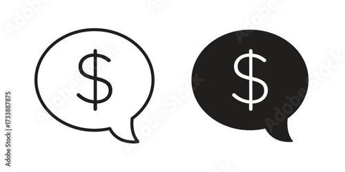 Comment dollar icon. flat and stroke style Collection. simple symbol