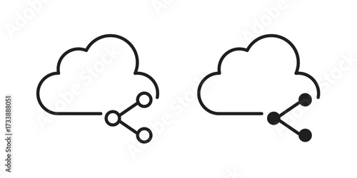 Cloud share icon. flat and stroke style Collection. simple symbol