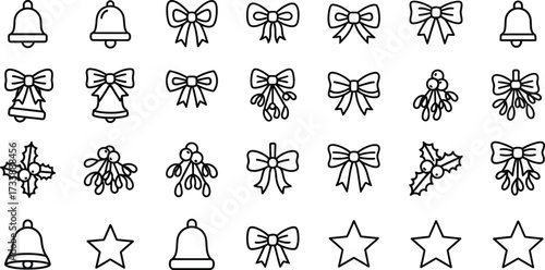 Illustration of a Christmas bell with a red bow for Christmas