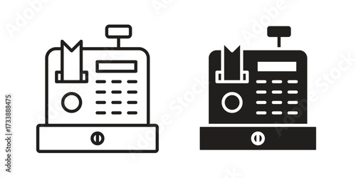Cash register icon. flat and stroke style Collection. simple symbol