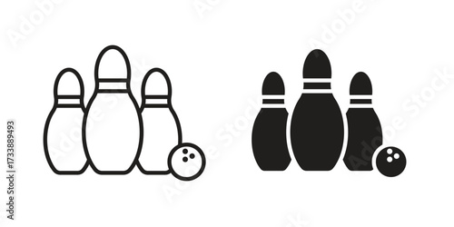 Bowling icon. flat and stroke style Collection. simple symbol