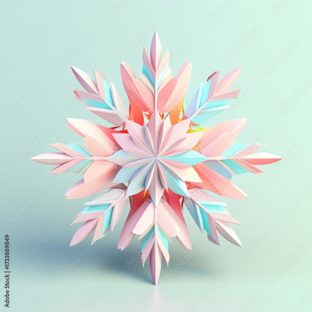 Fototapeta premium Pastel snowflake origami pattern paper.