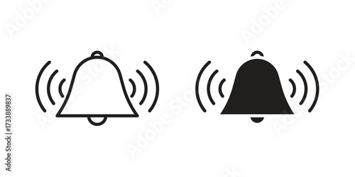 Bell ring icon. flat and stroke style Collection. simple symbol