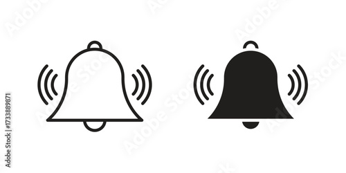 Bell ring icon. flat and stroke style Collection. simple symbol