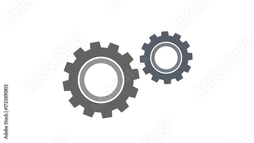 animation of two gears on a white background, Rotating Gears. Settings icon animation.	