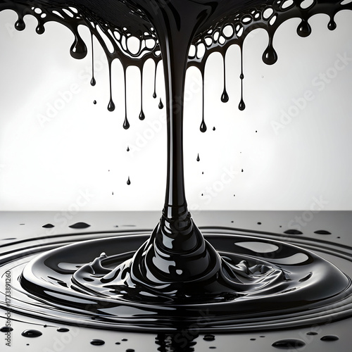 Abstract dripping black liquid