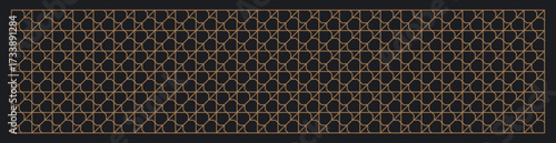 Seamless geometric line pattern in black and gold shades. Graphical illustration for a unique banners, wall decor, textiles and interior design.