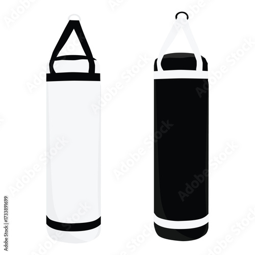 Boxing bag, punching bag, boxing bag isolated on white background. Vector icon
