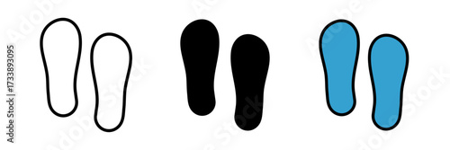 Imprint soles shoes icon Bare foot prints. Shoe soles print. Traces of human stroke, filled and colored.