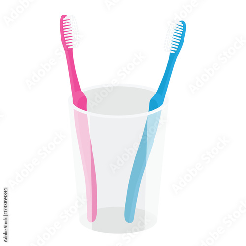 Toothbrushes in plastic holder