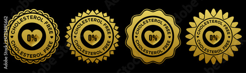Cholesterol Free Badge Labels Gold Emblem Design
