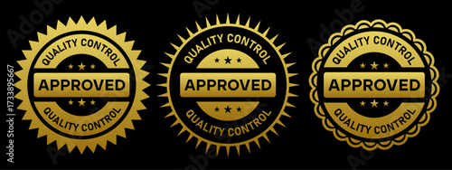 Quality Control Approved Badge Labels Gold Certification Emblem