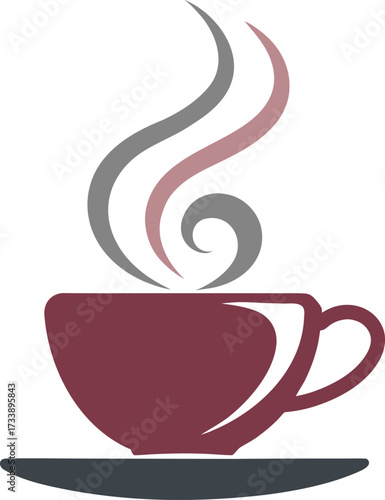 Steaming coffee cup and saucer