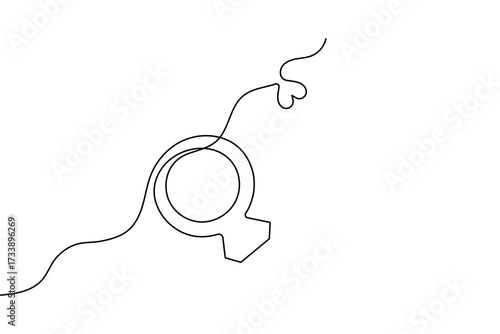 Continuous  one line art wedding ring modern minimalist outline vector illustration isolated background
