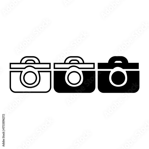 Three camera bags are shown, representing photography equipment. They symbolize photo, image, and picture storage, protection, and travel for professional use.