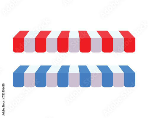 Striped awning tent for shop in different colors