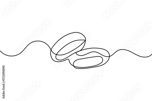 Wedding ring continuous one line drawing minimalist style simple outline vector illustration isolated
