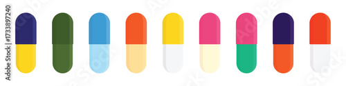 Capsule or pill icon set. Medical pills collection. Healthcare concept
