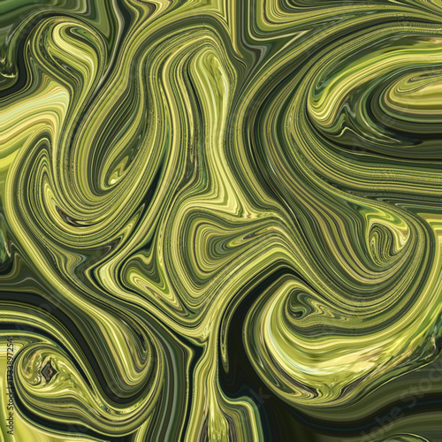 Flowing green marble abstract with golden light, organic swirl pattern, abstract, texture, golden, design, fluid.