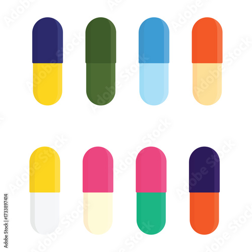 Capsule or pill icon set. Medical pills collection. Healthcare concept