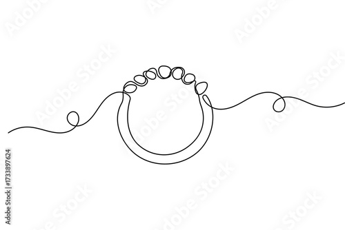 Wedding ring continuous one line drawing minimalist style simple outline vector illustration isolated
