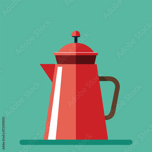 Red vintage coffee pot with a lid and handle