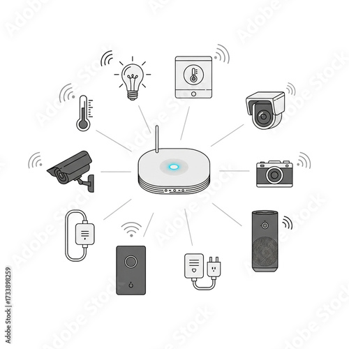 Smart Home Automation System Central Hub Connecting Devices in a Modern Lifestyle