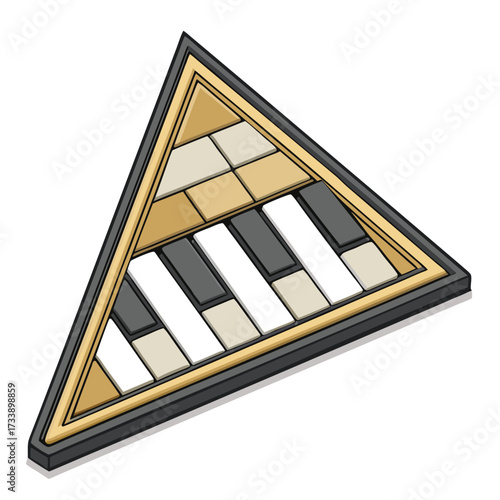 A triangle-shaped puzzle resembling a piano keyboard.