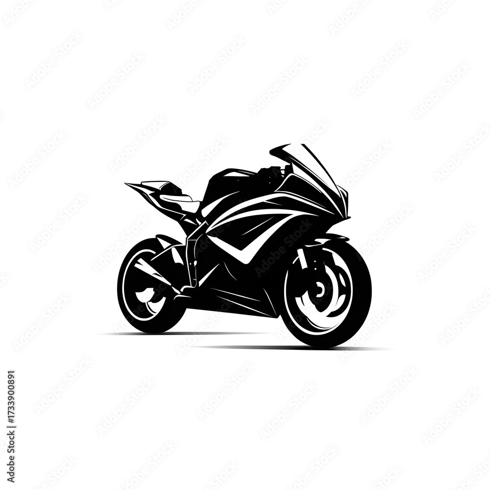 Fototapeta premium Sleek sport bike logo silhouette, modern minimal style, white background, no text