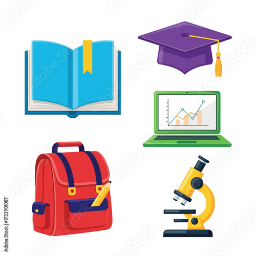 Diverse academic supplies symbolizing comprehensive learning, study, and educational progress