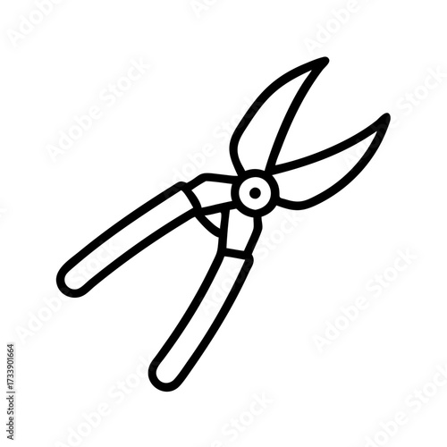 Illustration of a garden pruner, a tool for trimming plants and maintaining gardens