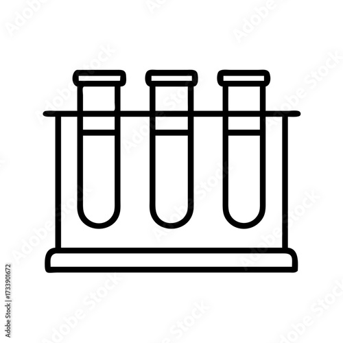 Vector art of three test tubes in a rack, one with markings for measurement and analysis