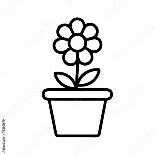 Vector art of flower in a pot, a charming botanical illustration with a simple and clean design